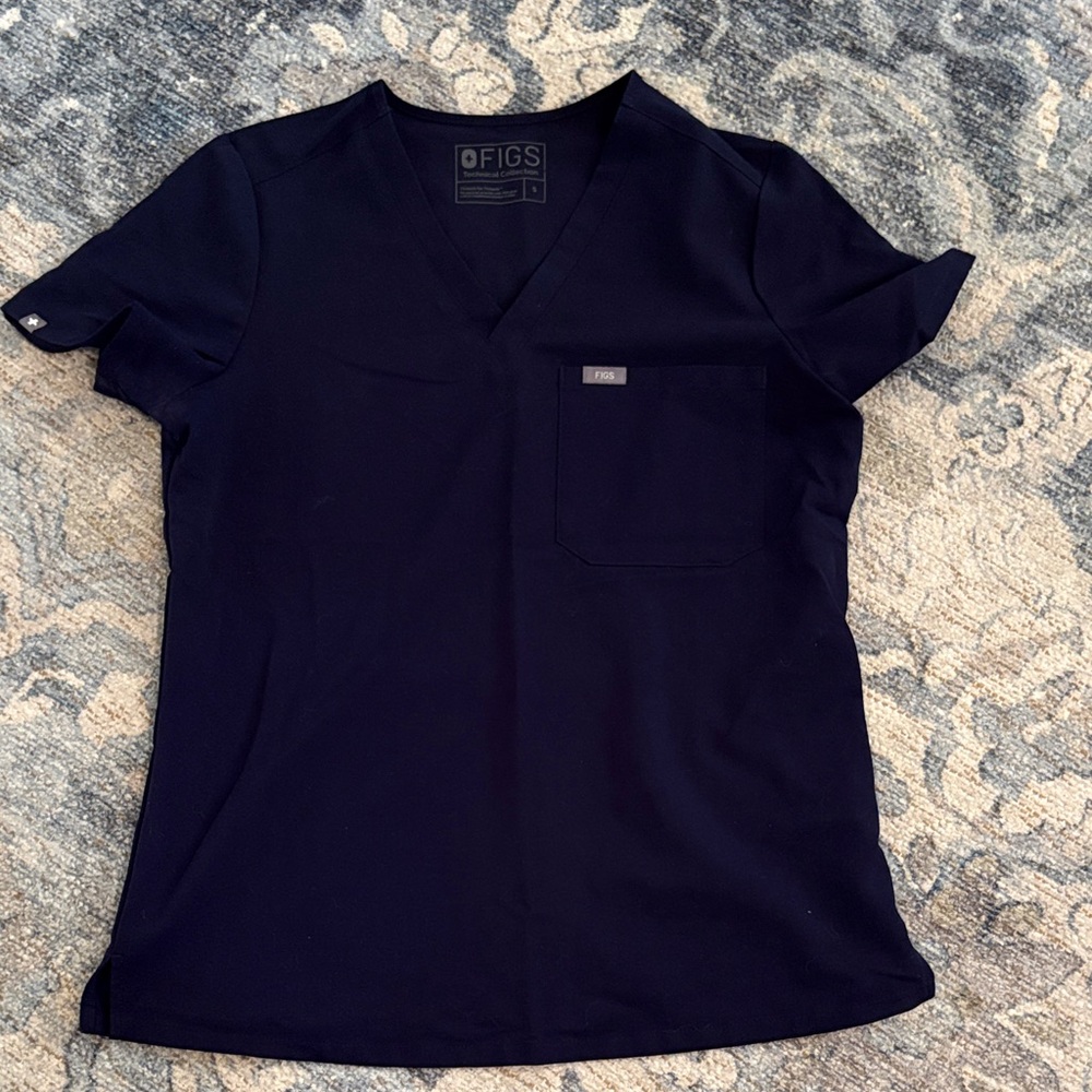 FIGS Women's Navy Blue Scrub Top Catarina
